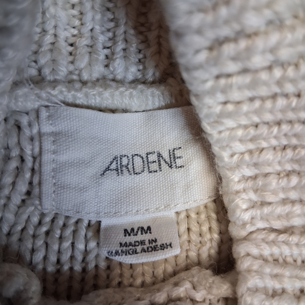 4/20$ ➡️ Ardene Cream Cable Knit Turtleneck Sweater Off The Shoulder - Picture 4 of 5